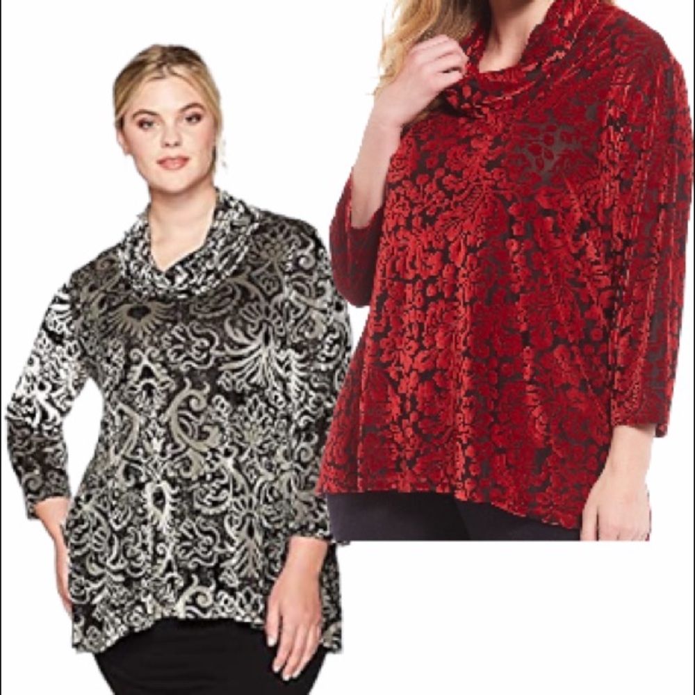 🚨 FINAL SALE - Ruby Rd. Cowl Neck Burnout Shark Velvet Top